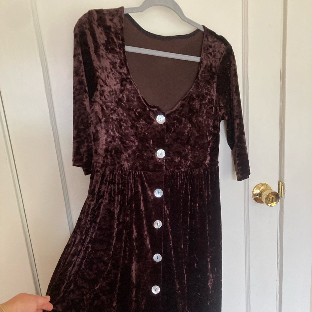 Elegant Velvet Brown Dress